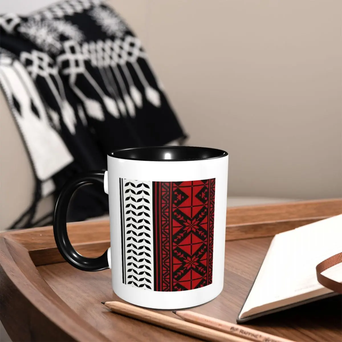 Arabic Folk Kufiya Hatta Traditional Keffiyeh Pattern Mug Ceramic Coffee Cups Tea Mugs Milk Cup Drinkware Gift for Woman Man
Arabic Folk Kufiya Hatta Traditional Keffiyeh Pattern Mug Ceramic Coffee Cups Tea Mugs Milk Cup Drinkware Gift for Woman Man