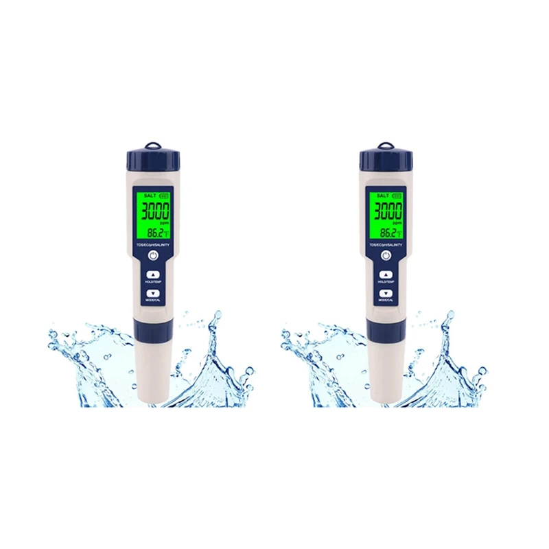 2X Pool Salt Tester, Digital Salinity Meter, High Accuracy 5 In 1 Salinity Tester For Salt Water, Waterproof Test Kit
2X Pool Salt Tester, Digital Salinity Meter, High Accuracy 5 In 1 Salinity Tester For Salt Water, Waterproof Test Kit
