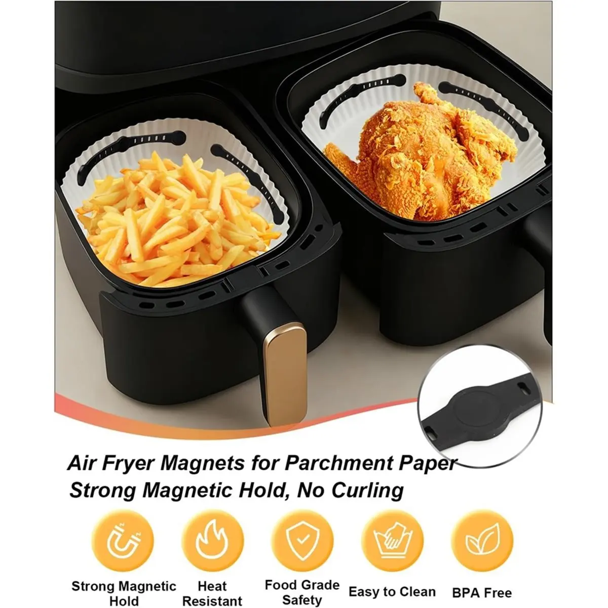 НОВАЯ упаковка из 10 магнитов для силиконовой бумаги для выпечки Airfryer — длина 12 см, насадка для аксессуаров для фритюрниц с горячим воздухом
НОВАЯ упаковка из 10 магнитов для силиконовой бумаги для выпечки Airfryer — длина 12 см, насадка для аксессуаров для фритюрниц с горячим воздухом