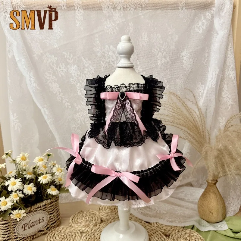 Handmade Black Pink Pet Lolita Dress Satin Princess Gown with Lace Ruffles and Bow Accents Includes Optional Matching Headwear
Handmade Black Pink Pet Lolita Dress Satin Princess Gown with Lace Ruffles and Bow Accents Includes Optional Matching Headwear