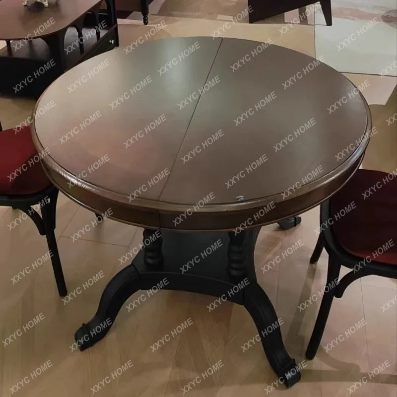 L retro solid wood dining table and chair combination household retractable small apartment
L retro solid wood dining table and chair combination household retractable small apartment
