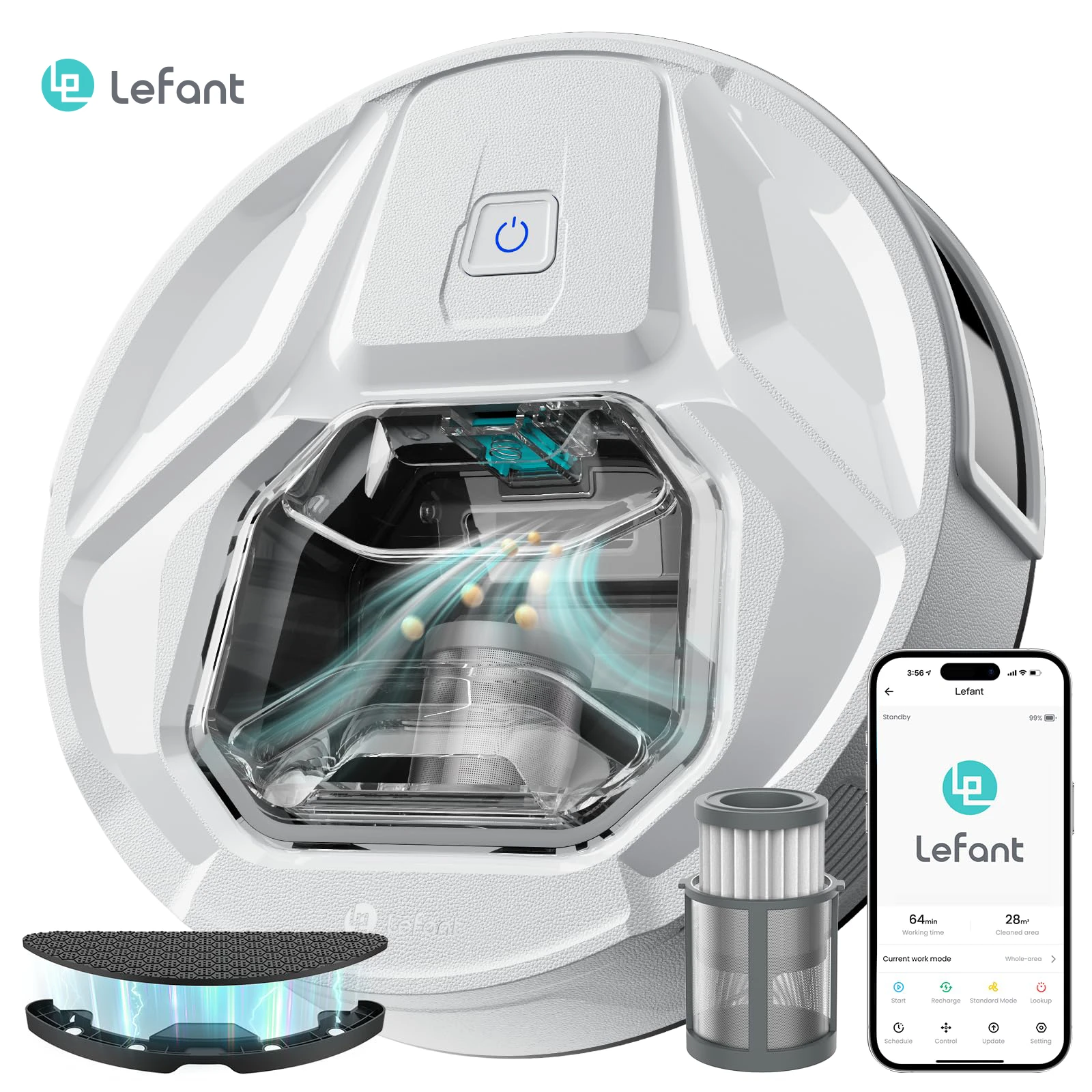 Lefant M320 Robot Vacuum Cleaner with Mop, 6000Pa Powerful Suction, Super Slim, Visible Dustbin, Carpet Detection,White
Lefant M320 Robot Vacuum Cleaner with Mop, 6000Pa Powerful Suction, Super Slim, Visible Dustbin, Carpet Detection,White