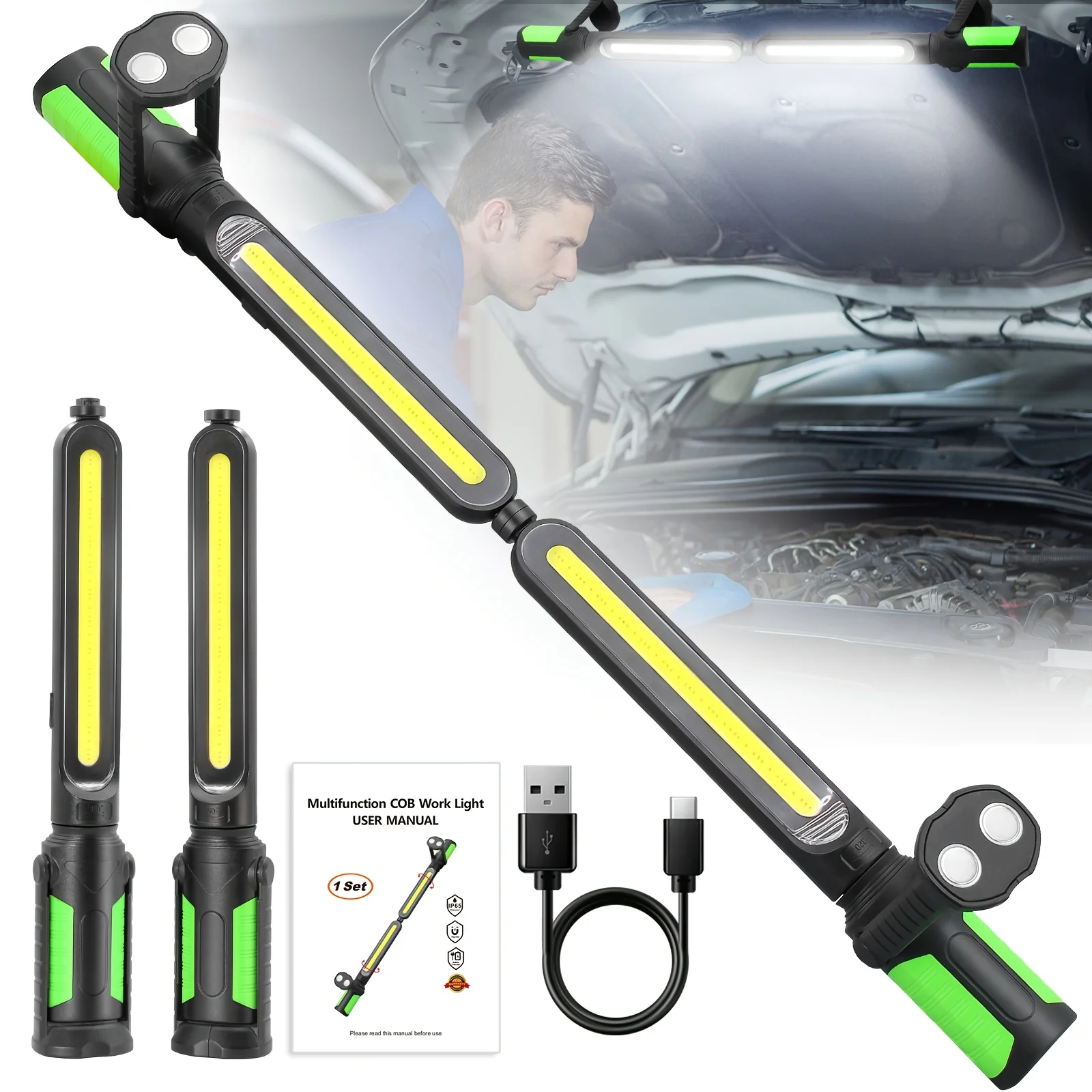 Rechargeable Cordless Magnetic LED Work Light with Magnetic Base & Hook - Portable Mechanic Light, Adjustable Brightness for Car Repair, Workshop, Emergency, Underhood, - /Outdoor Use
Rechargeable Cordless Magnetic LED Work Light with Magnetic Base & Hook - Portable Mechanic Light, Adjustable Brightness for Car Repair, Workshop, Emergency, Underhood, - /Outdoor Use