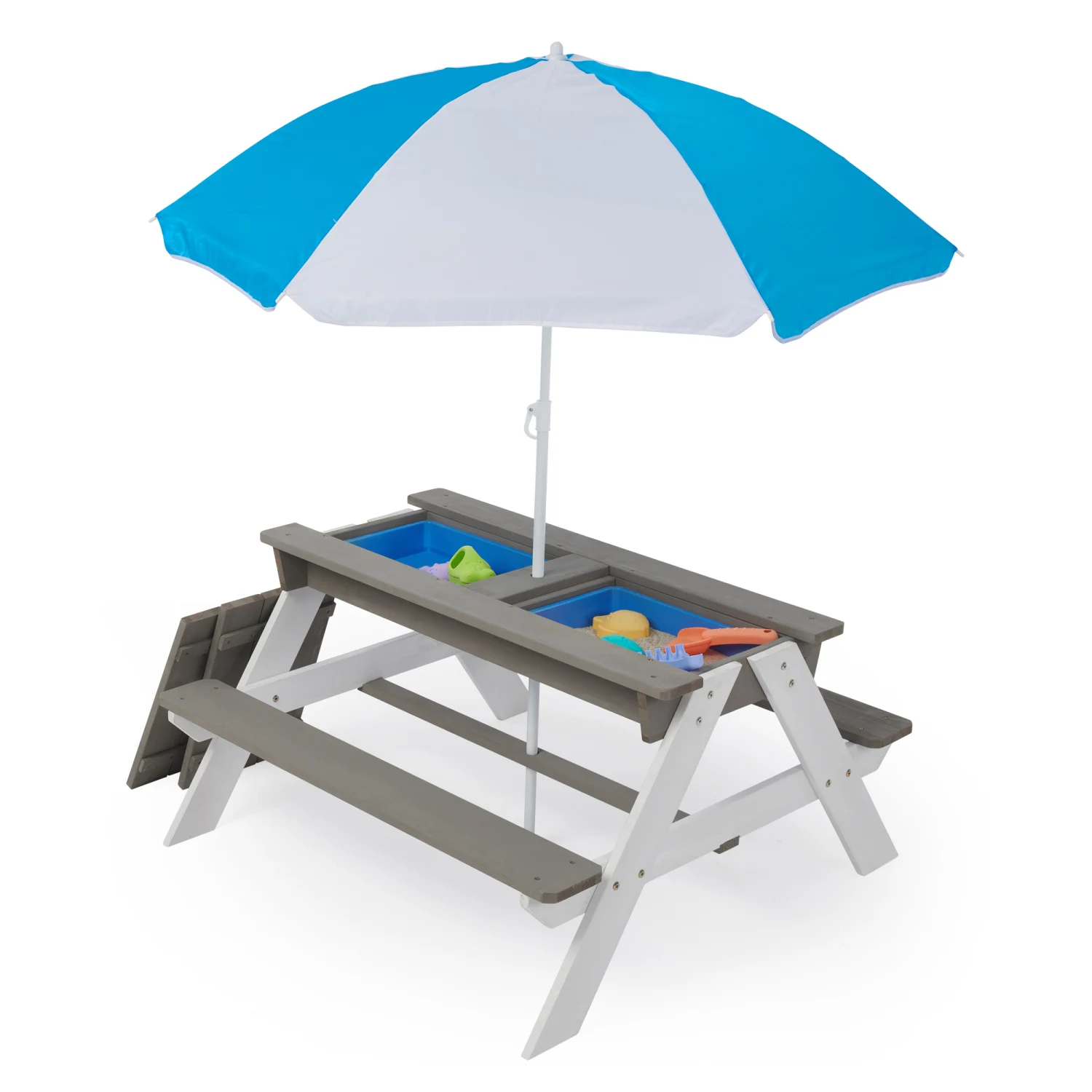 Outdoor Kids Picnic Table with Umbrella - Convertible Sand & Water Play - ASTM & CPSIA Certified, Gray
Outdoor Kids Picnic Table with Umbrella - Convertible Sand & Water Play - ASTM & CPSIA Certified, Gray