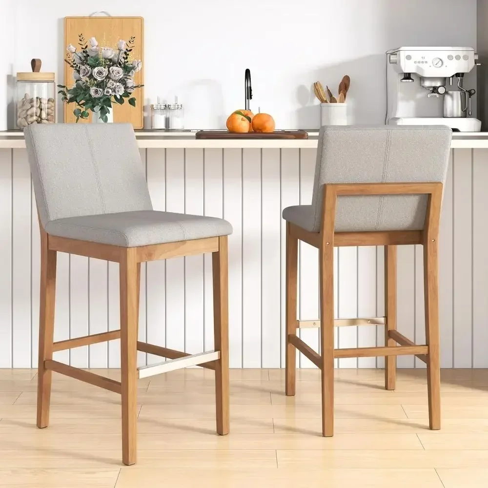 26 Grey Linen Upholstered Counter Height Bar Stools Set of 2 with Backrest and Metal Footrest
26 Grey Linen Upholstered Counter Height Bar Stools Set of 2 with Backrest and Metal Footrest