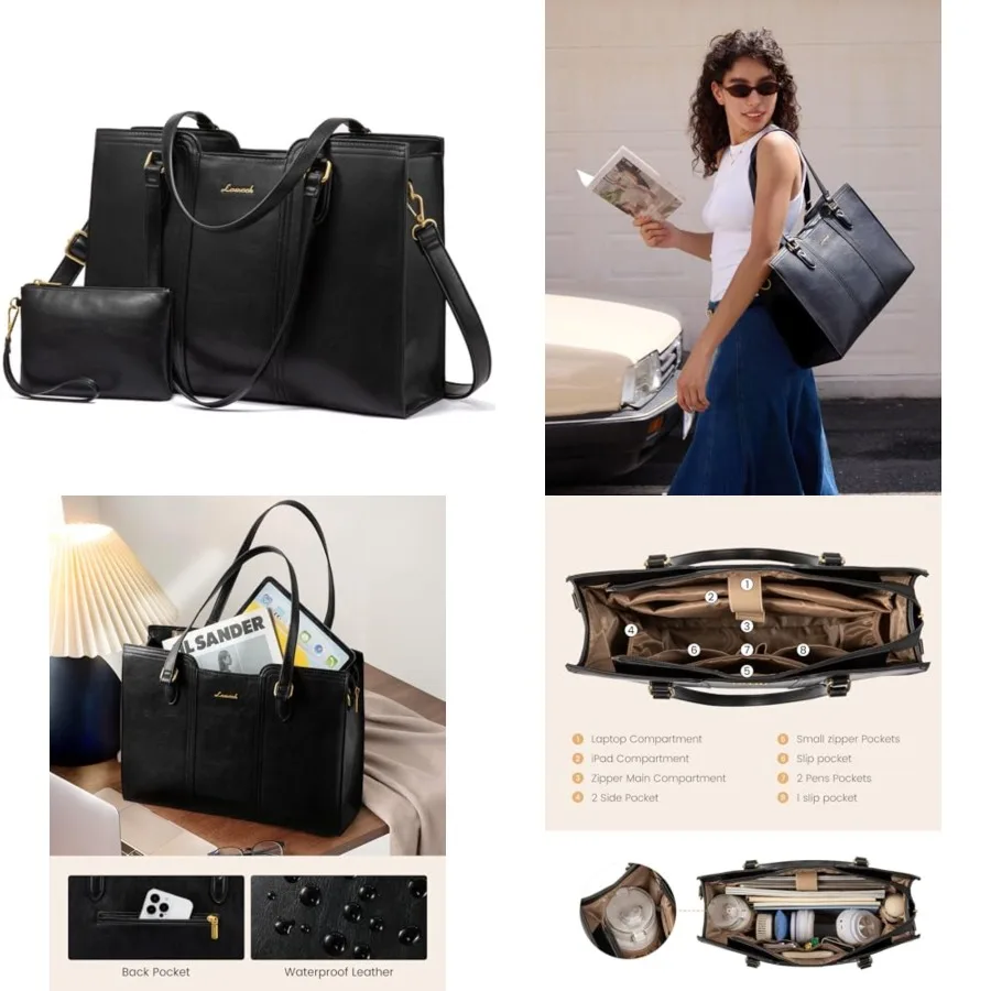 LOVEVOOK Laptop Bag for Women - Waterproof Work Bag for Women and Vintage Laptop Tote Purse with Wristlet
LOVEVOOK Laptop Bag for Women - Waterproof Work Bag for Women and Vintage Laptop Tote Purse with Wristlet