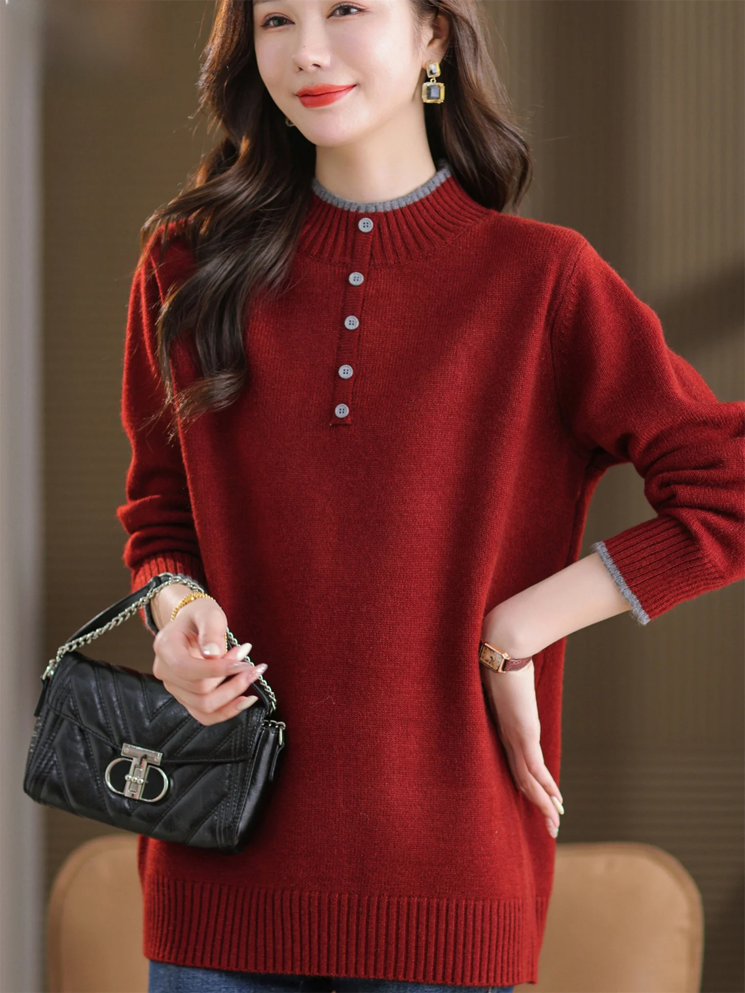Slimming Effect Woolen Sweater f High Collar Mid-Length Inner Wear Large Size Base irt for Middle-Aged And ly Women
Slimming Effect Woolen Sweater f High Collar Mid-Length Inner Wear Large Size Base irt for Middle-Aged And ly Women