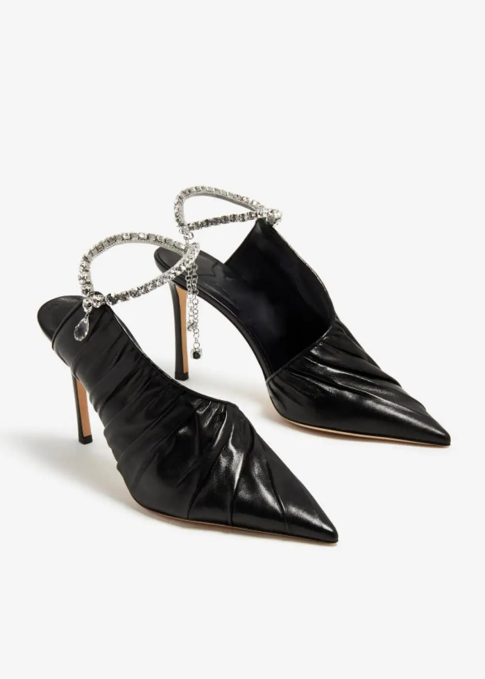 Pleated Nappa Leather Symmetric Vamp High Stiletto Heel Sleek Pointed Toe Crystal Strap Pointed Toe Ankle Boot Woman's Shoes
Pleated Nappa Leather Symmetric Vamp High Stiletto Heel Sleek Pointed Toe Crystal Strap Pointed Toe Ankle Boot Woman's Shoes