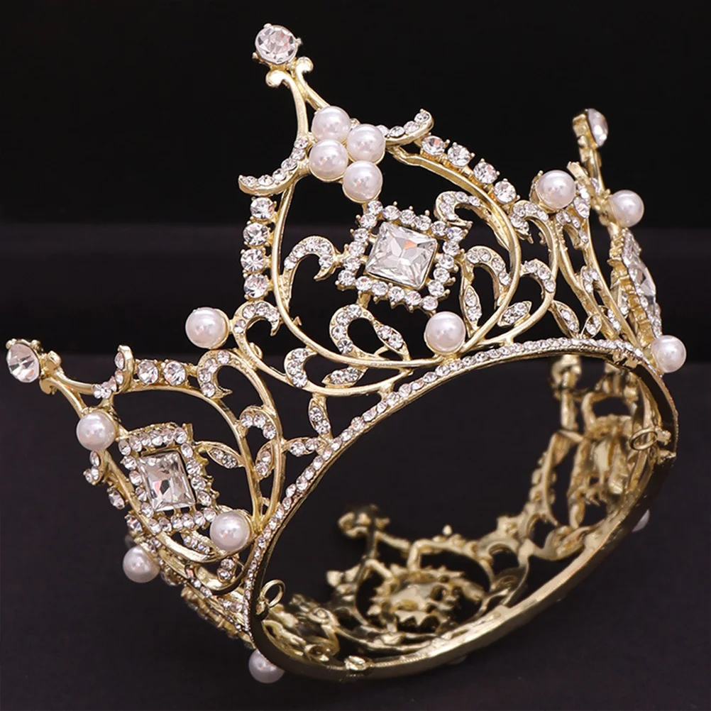 Round Baroque Style Luxury Golden Rhinestone Crown Wedding Hair Tiara Party Headwear Queen Crown for Women Brides
Round Baroque Style Luxury Golden Rhinestone Crown Wedding Hair Tiara Party Headwear Queen Crown for Women Brides