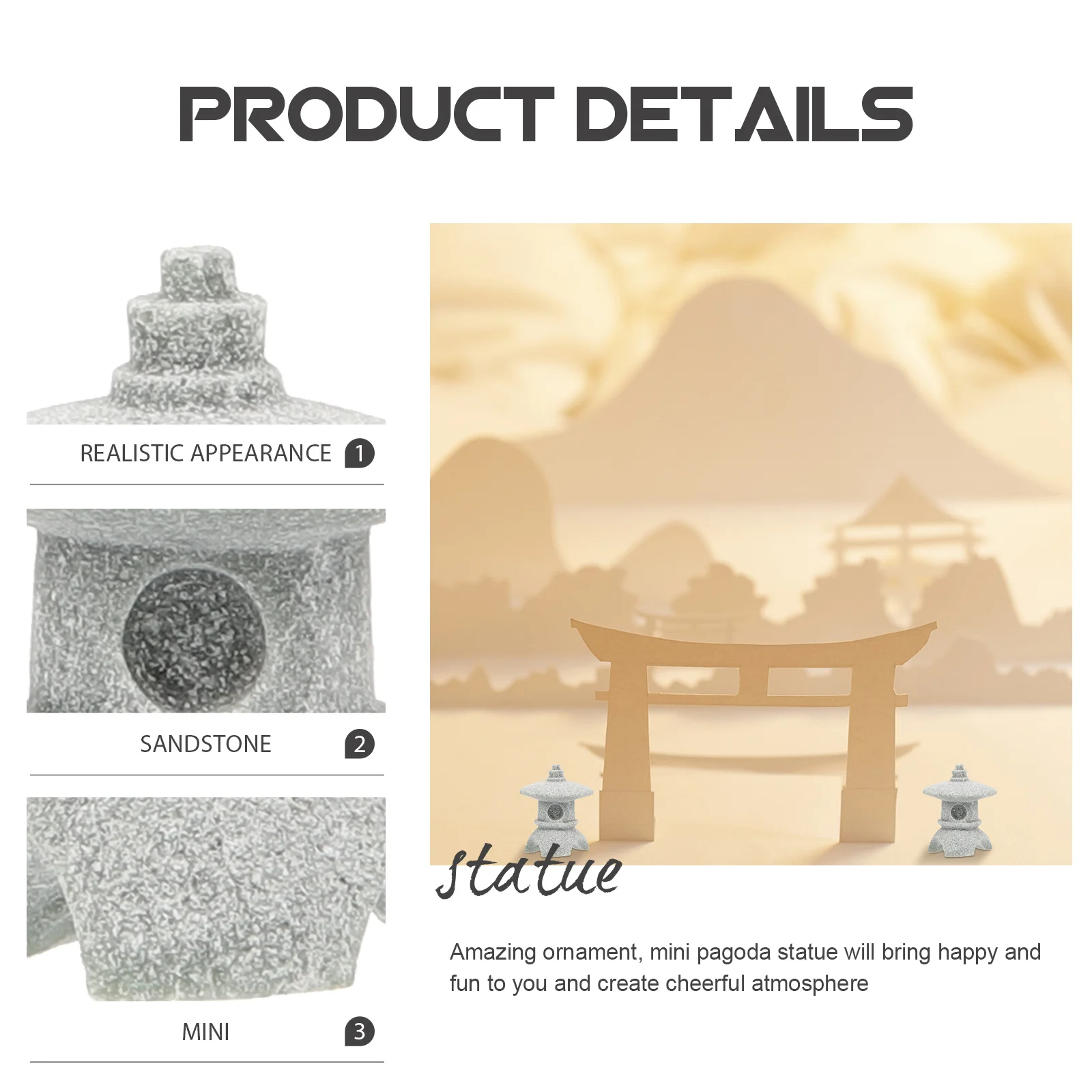 4Pcs Miniature Pagoda Statue Sandstone Micro Landscape Ornament for Succulent Garden Bonsai Balcony Yard Decoration
4Pcs Miniature Pagoda Statue Sandstone Micro Landscape Ornament for Succulent Garden Bonsai Balcony Yard Decoration