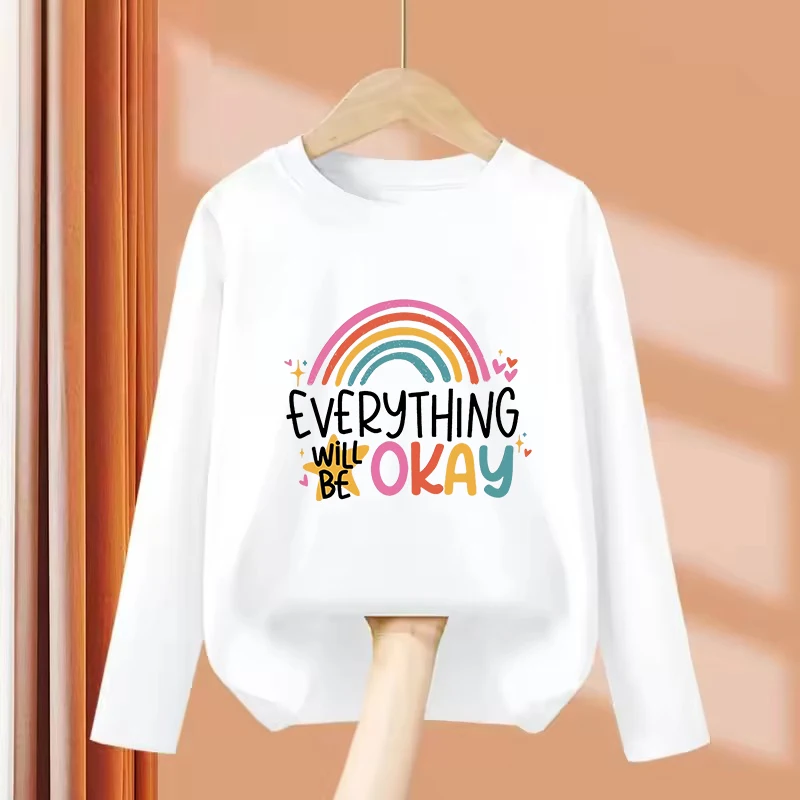 Long Sleeve Everything Will Be Ok Rainbow T Shirts Sweet Kids Children's T-shirt Boys Girls Summer Spring Casual Top Tee Shirt
Long Sleeve Everything Will Be Ok Rainbow T Shirts Sweet Kids Children's T-shirt Boys Girls Summer Spring Casual Top Tee Shirt