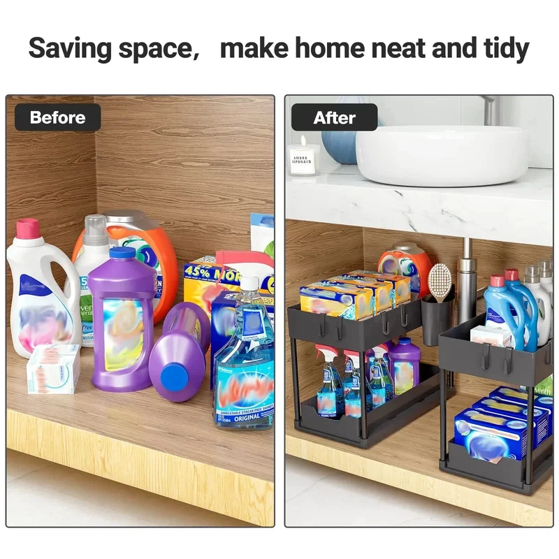 2 Tier Sliding Drawer Under Sink Storage Organizer Shelf Multipurpose Holder Rack For Kitchen Cabinet Bathroom Home Accessories
2 Tier Sliding Drawer Under Sink Storage Organizer Shelf Multipurpose Holder Rack For Kitchen Cabinet Bathroom Home Accessories