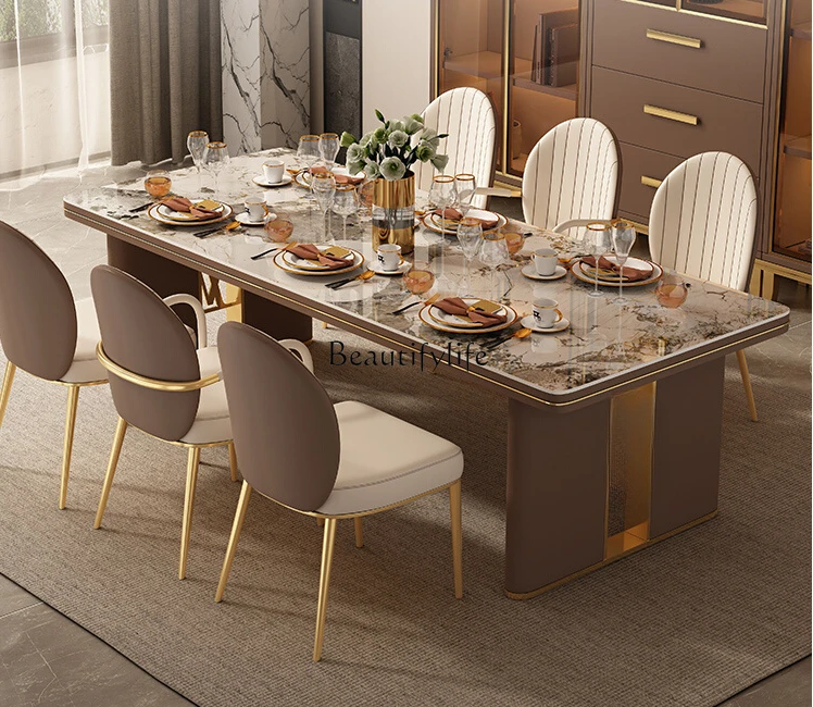 Stone Plate Dining Table Light Luxury High-End Rectangular Creative Dining Tables and Chairs Set
Stone Plate Dining Table Light Luxury High-End Rectangular Creative Dining Tables and Chairs Set