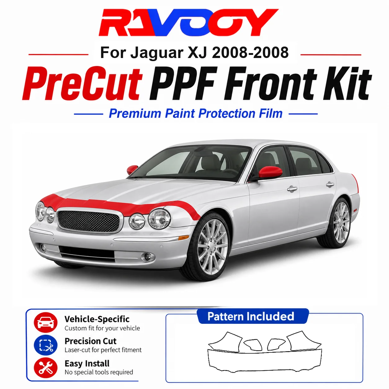 8.5mil TPU Precut PPF Kit For Jaguar XJ 2008-2008 - Hood, Partial Fenders & Full Mirror Set - Self-Healing Gloss Clear Bra Film
8.5mil TPU Precut PPF Kit For Jaguar XJ 2008-2008 - Hood, Partial Fenders & Full Mirror Set - Self-Healing Gloss Clear Bra Film