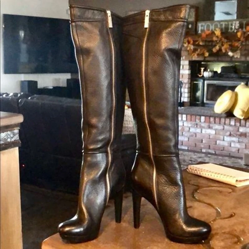 Black Zipper Knee High Boots Thin High Heel Round Toe Fashion Sexy Cool 2025 Winter Big Size Woman Shoes Zapatillas Mujer
Black Zipper Knee High Boots Thin High Heel Round Toe Fashion Sexy Cool 2025 Winter Big Size Woman Shoes Zapatillas Mujer