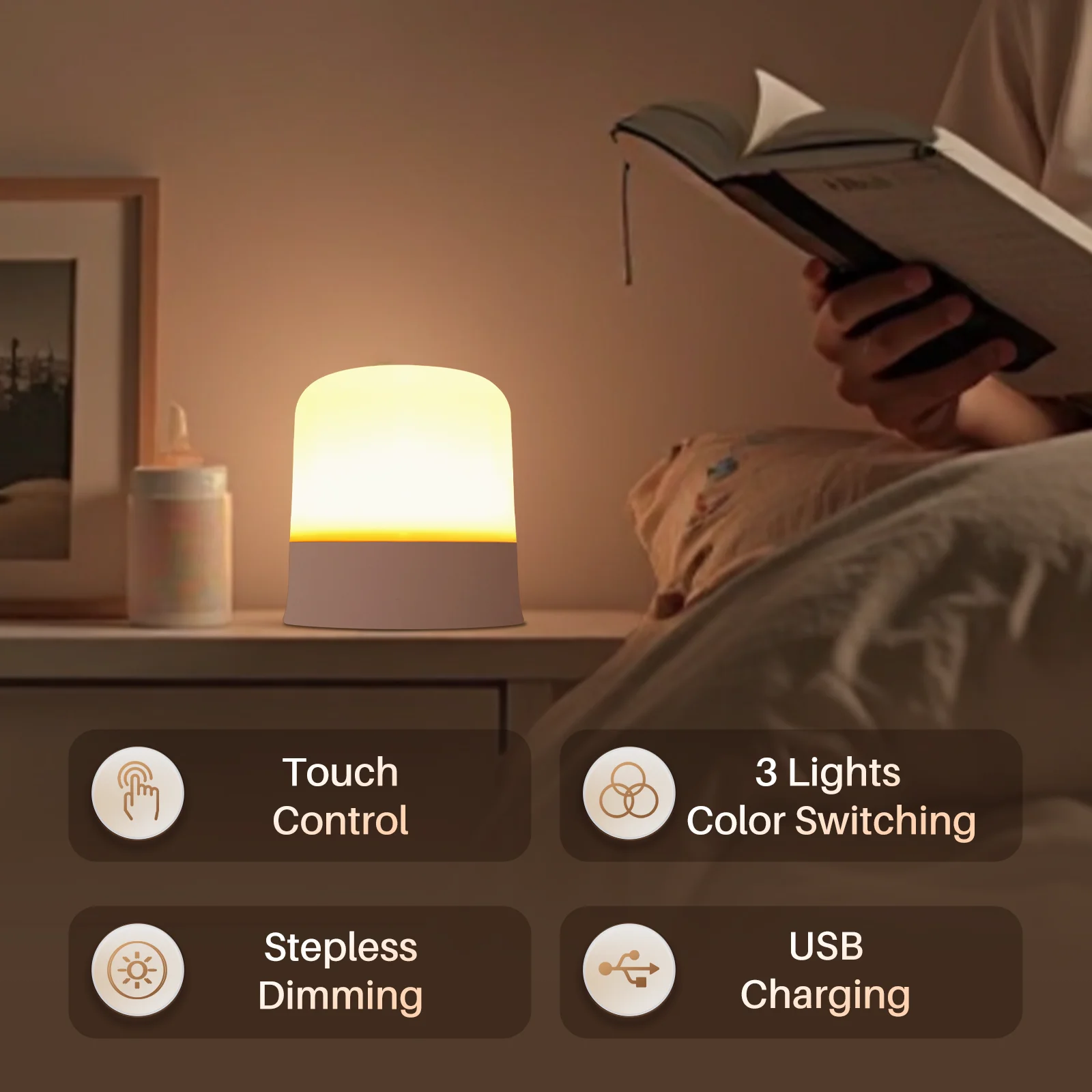 Перезаряжаемый светодиодный ночник с дистанционным управлением и сенсорным управлением - портативная лампа для чтения с регулируемой яркостью RGB для спальни, детской комнаты
Перезаряжаемый светодиодный ночник с дистанционным управлением и сенсорным управлением - портативная лампа для чтения с регулируемой яркостью RGB для спальни, детской комнаты