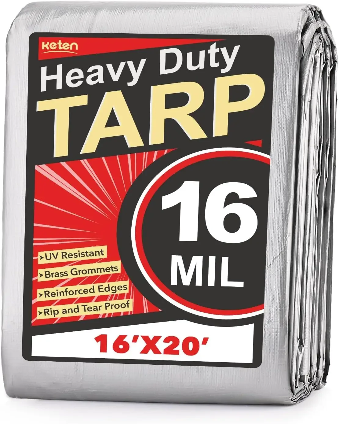 Heavy Duty Waterproof Tarp 16x20FT, 16 Mil Thick, Tear & UV Resistant, Outdoor Cover with Grommets for Roof, Camping, Patio, Pool, Boat
Heavy Duty Waterproof Tarp 16x20FT, 16 Mil Thick, Tear & UV Resistant, Outdoor Cover with Grommets for Roof, Camping, Patio, Pool, Boat