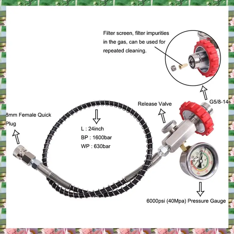 Sports 24Inch Fill Station Charging Adaptor Adaptor From Scuba Tank BP:1600Bar WP:630Bar Connector For PCP Air Refill,24Inch Fil
Sports 24Inch Fill Station Charging Adaptor Adaptor From Scuba Tank BP:1600Bar WP:630Bar Connector For PCP Air Refill,24Inch Fil