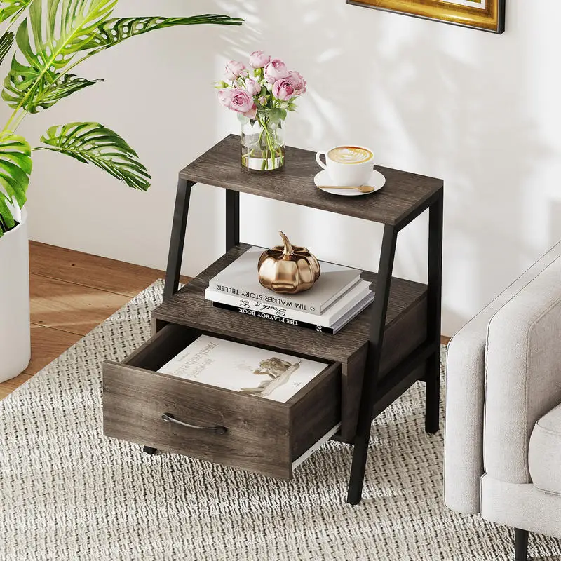3-Tier Farmhouse Nightstand with Open Shelf
3-Tier Farmhouse Nightstand with Open Shelf