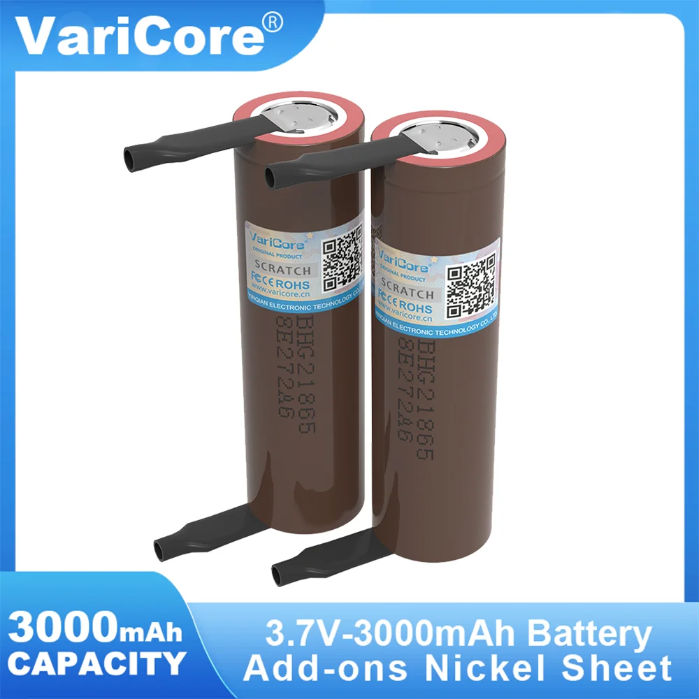 1-20PCS Varicore 18650 Battery 3000mAh HG2 Rechargeable lithium-ion Battery 30A High Current High-discharge + DIY Nicke
1-20PCS Varicore 18650 Battery 3000mAh HG2 Rechargeable lithium-ion Battery 30A High Current High-discharge + DIY Nicke