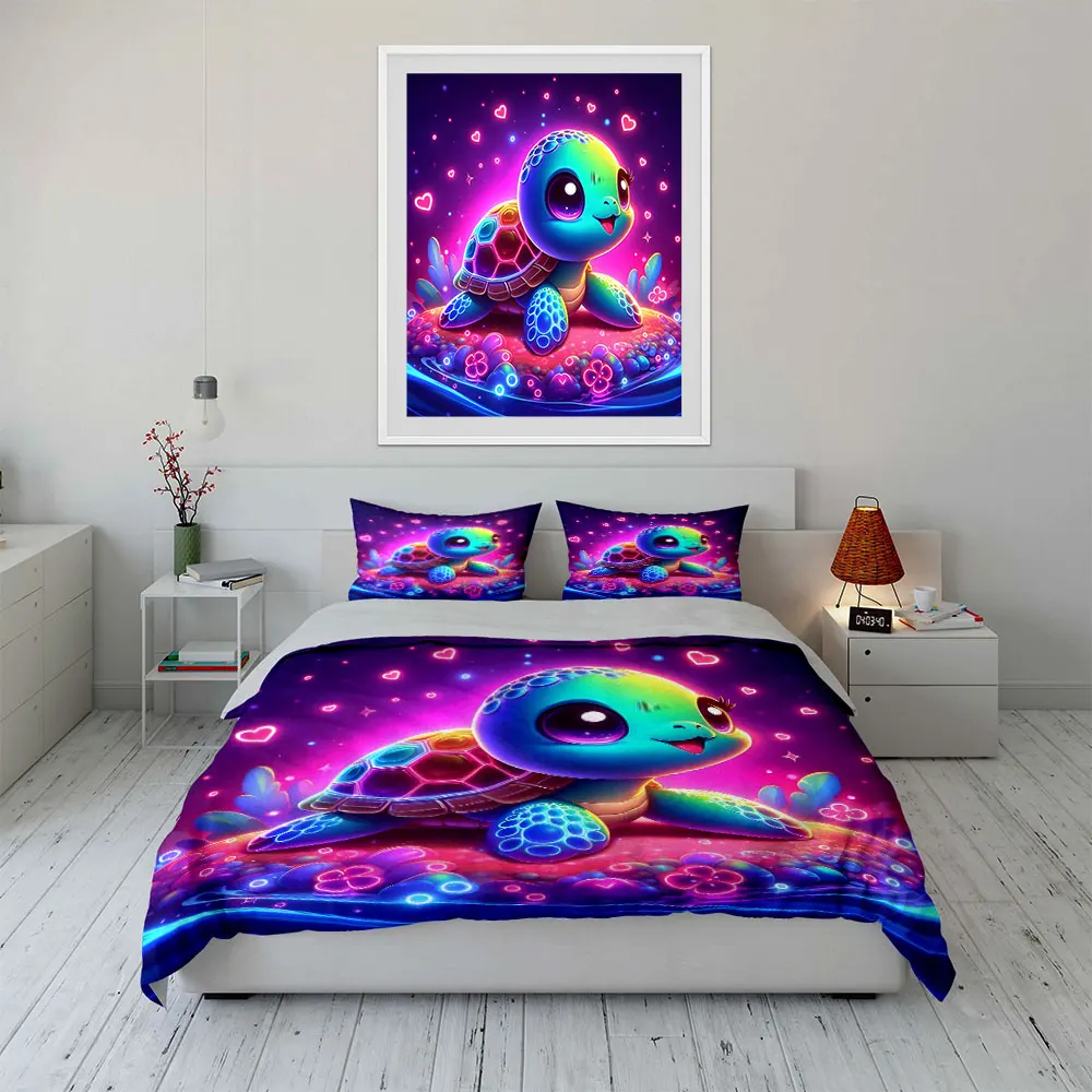 Cute Turtle Neon Decor Set Multiple sizes kid's and adults' bedroom Exquisite 3PC bedding set, gift
Cute Turtle Neon Decor Set Multiple sizes kid's and adults' bedroom Exquisite 3PC bedding set, gift