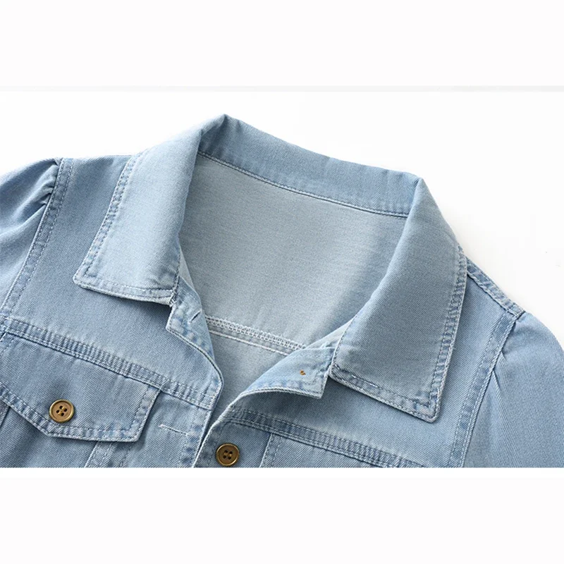 Summer New Women Vintage Light Blue Thin Short Denim Jacket Irregular Single-Breasted Short Sleeve Jeans Jacket Coat Streetwear
Summer New Women Vintage Light Blue Thin Short Denim Jacket Irregular Single-Breasted Short Sleeve Jeans Jacket Coat Streetwear
