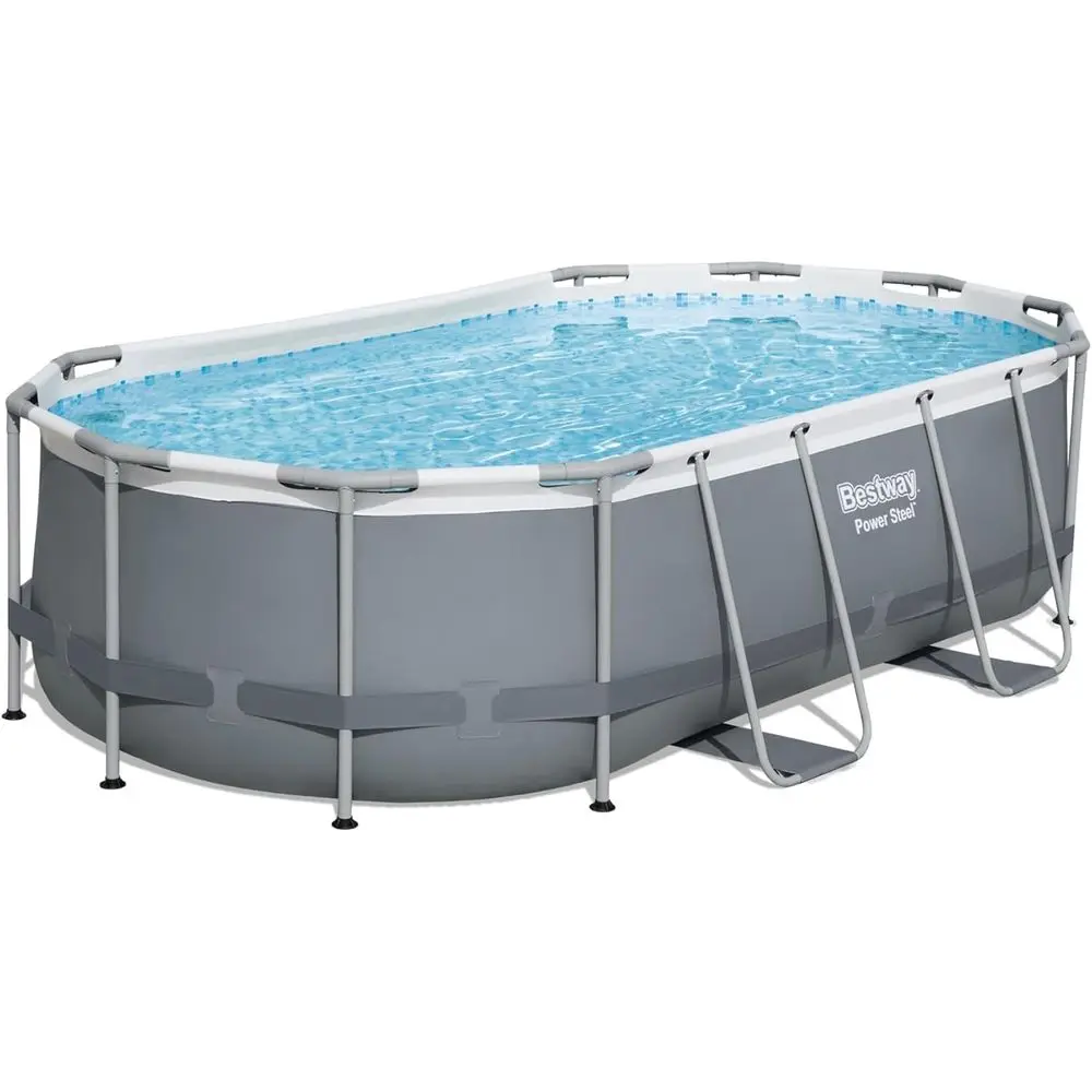 Oval Above Ground Swimming Pool Set with Filter Pump and Safety Ladder, 14' x 8' x 39 (Gray)
Oval Above Ground Swimming Pool Set with Filter Pump and Safety Ladder, 14' x 8' x 39 (Gray)
