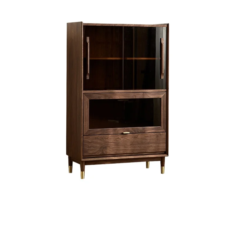 Black walnut glass wine cabinet Nordic simple solid wood vertical cabinet Home storage display storage
Black walnut glass wine cabinet Nordic simple solid wood vertical cabinet Home storage display storage