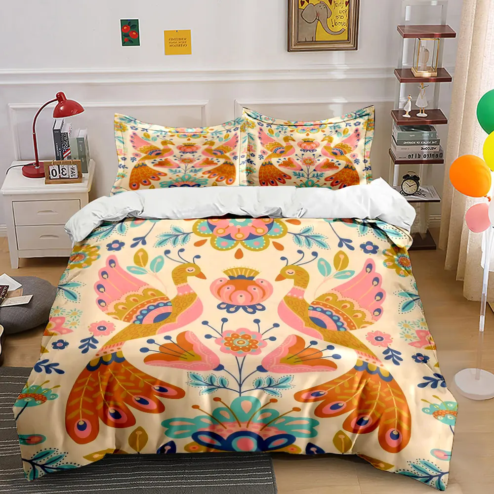 "Peacock Floral Decorative Set" Bedding Set with 1 Duvet Cover 2 Pillowcases Single Double King Queen, Gift
"Peacock Floral Decorative Set" Bedding Set with 1 Duvet Cover 2 Pillowcases Single Double King Queen, Gift