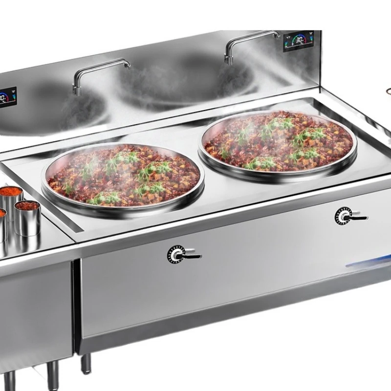 Commercial induction cooktop 380V integrated stir-frying stove school canteen binocular electric
Commercial induction cooktop 380V integrated stir-frying stove school canteen binocular electric