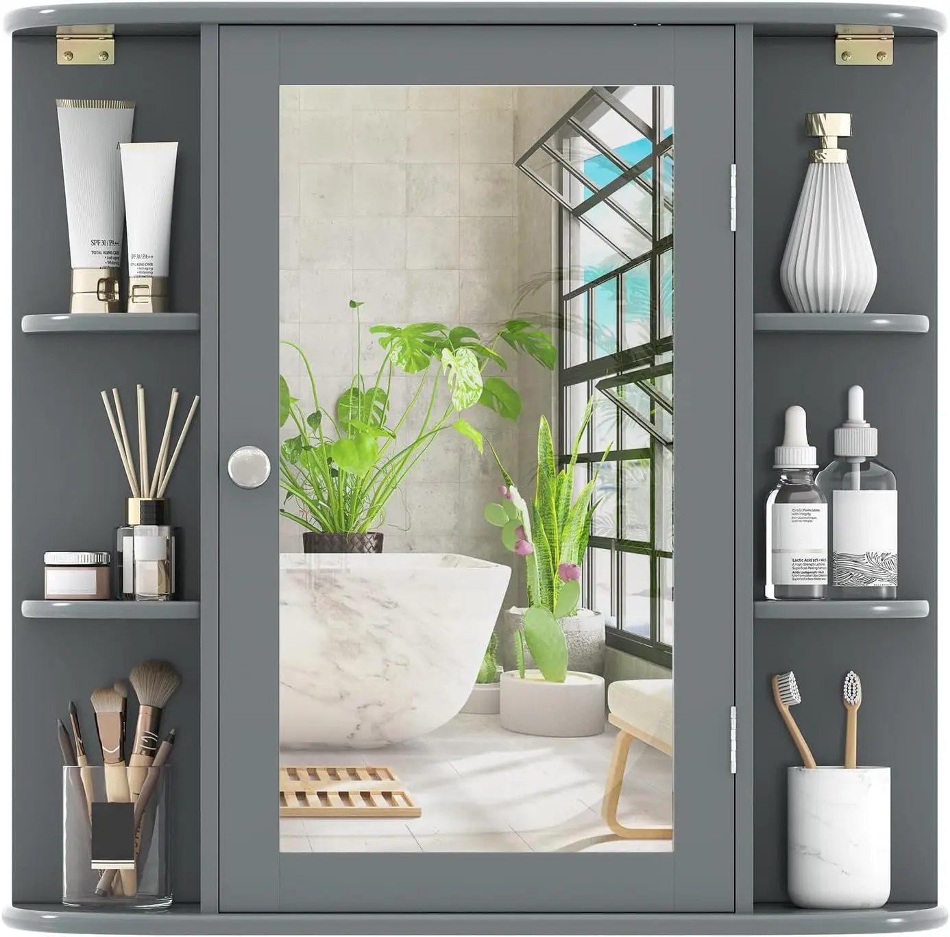 Medicine Cabinet with Mirror, Wall Mounted Bathroom Storage Cabinet with Mirror Door and Adjustable Shelves
Medicine Cabinet with Mirror, Wall Mounted Bathroom Storage Cabinet with Mirror Door and Adjustable Shelves