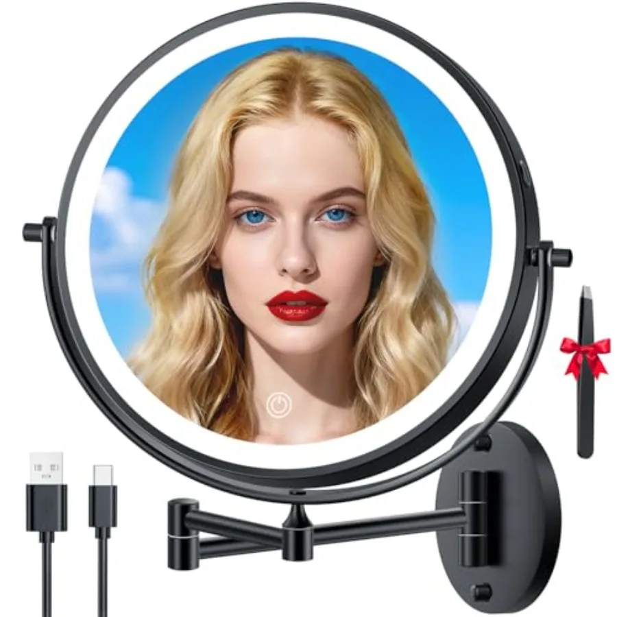 10'' 30X/1X Wall Mounted Lighted Makeup Mirror with 5000mAh Rechargeable Battery Double-Sided Magnifying Mirror Featuring LED L
10'' 30X/1X Wall Mounted Lighted Makeup Mirror with 5000mAh Rechargeable Battery Double-Sided Magnifying Mirror Featuring LED L