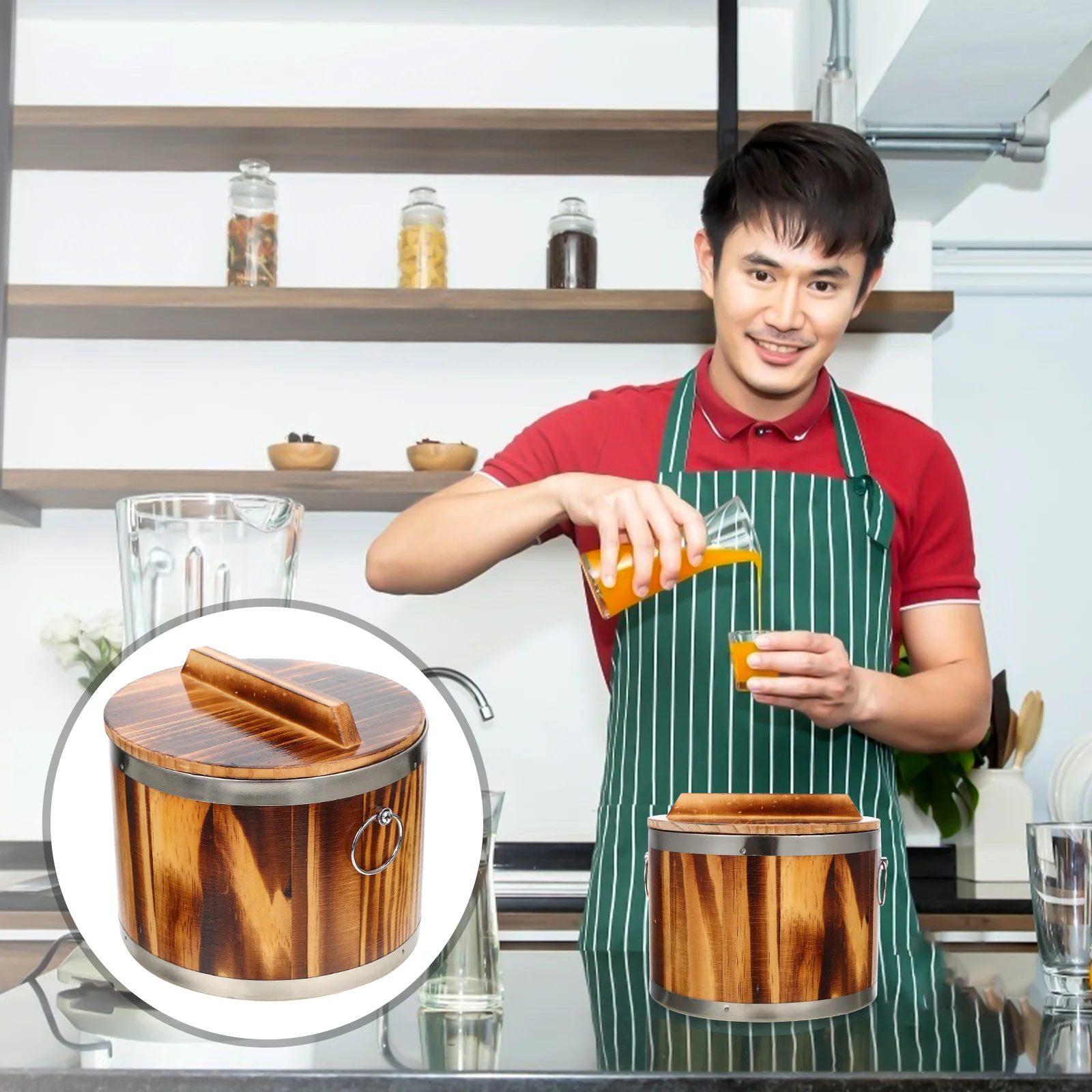 1 Set Wooden Rice Bucket Natural Wood Grain Anti-Hot Handle Multi-Function Steaming Container For Kitchen Dining Room Household
1 Set Wooden Rice Bucket Natural Wood Grain Anti-Hot Handle Multi-Function Steaming Container For Kitchen Dining Room Household