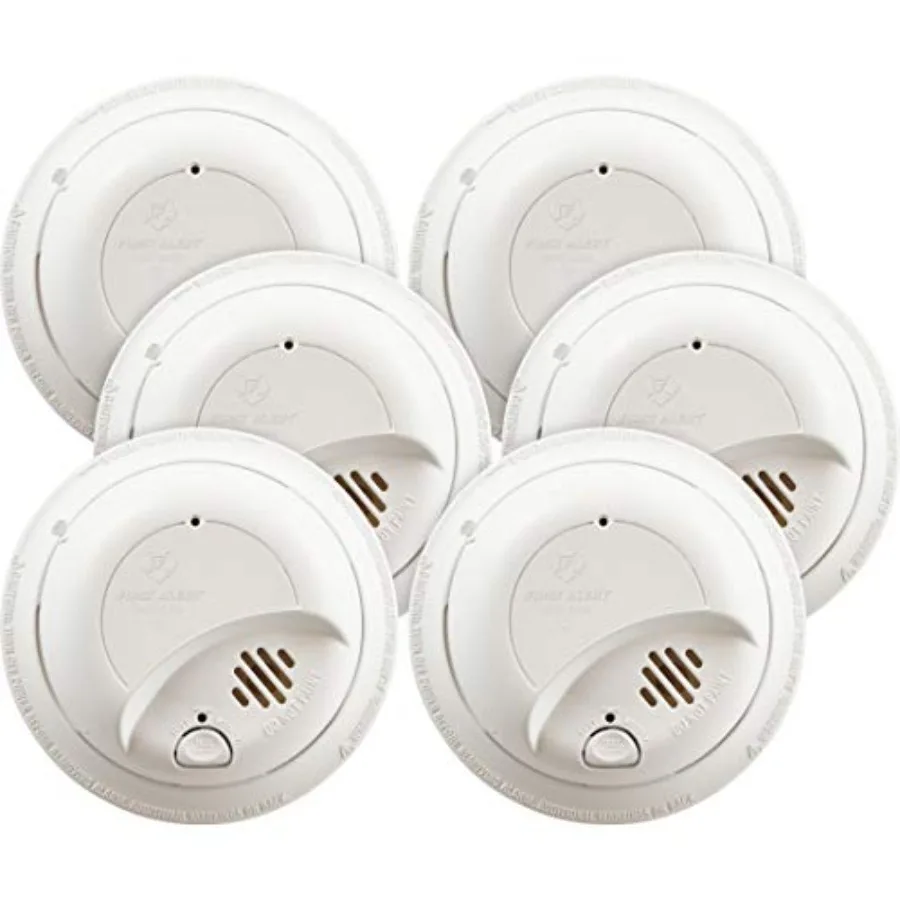 Hardwired smoke detector for residential use, ABS plastic, white, battery backup and UL listed
Hardwired smoke detector for residential use, ABS plastic, white, battery backup and UL listed