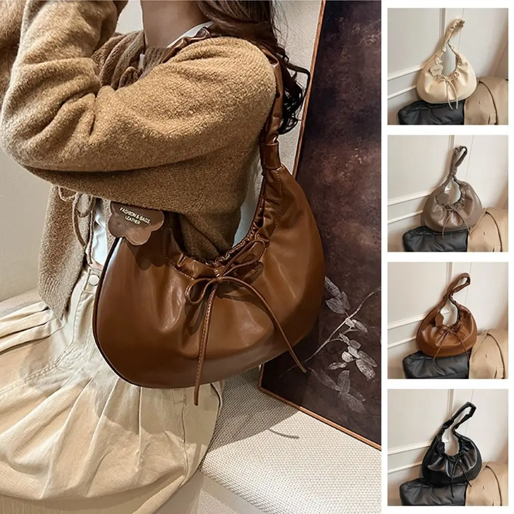 Fashion Korean Bow Pleated Armpit Bag Leather Solid Color Y2k Shoulder Bags Sweet Casual Spicy Girls Handbag Women
Fashion Korean Bow Pleated Armpit Bag Leather Solid Color Y2k Shoulder Bags Sweet Casual Spicy Girls Handbag Women