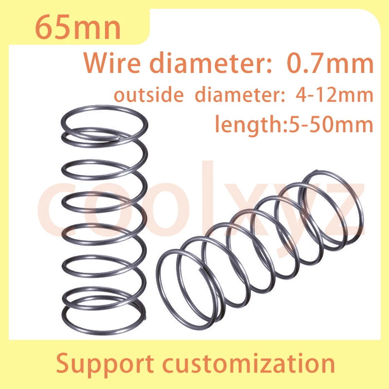 10pcs cylindrical coil spiral return spring steel springshigh elasticity, wire diameter: 0.7mm, durable compression spring | OEM
10pcs cylindrical coil spiral return spring steel springshigh elasticity, wire diameter: 0.7mm, durable compression spring | OEM