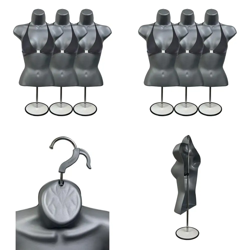 Набор из 3-х серых манекенов с полой спинкой, штабелируемых, для демонстрации одежды размеров S-M, идеально подходят для демонстрации футболок, настольных выставок и дизайна
Набор из 3-х серых манекенов с полой спинкой, штабелируемых, для демонстрации одежды размеров S-M, идеально подходят для демонстрации футболок, настольных выставок и дизайна