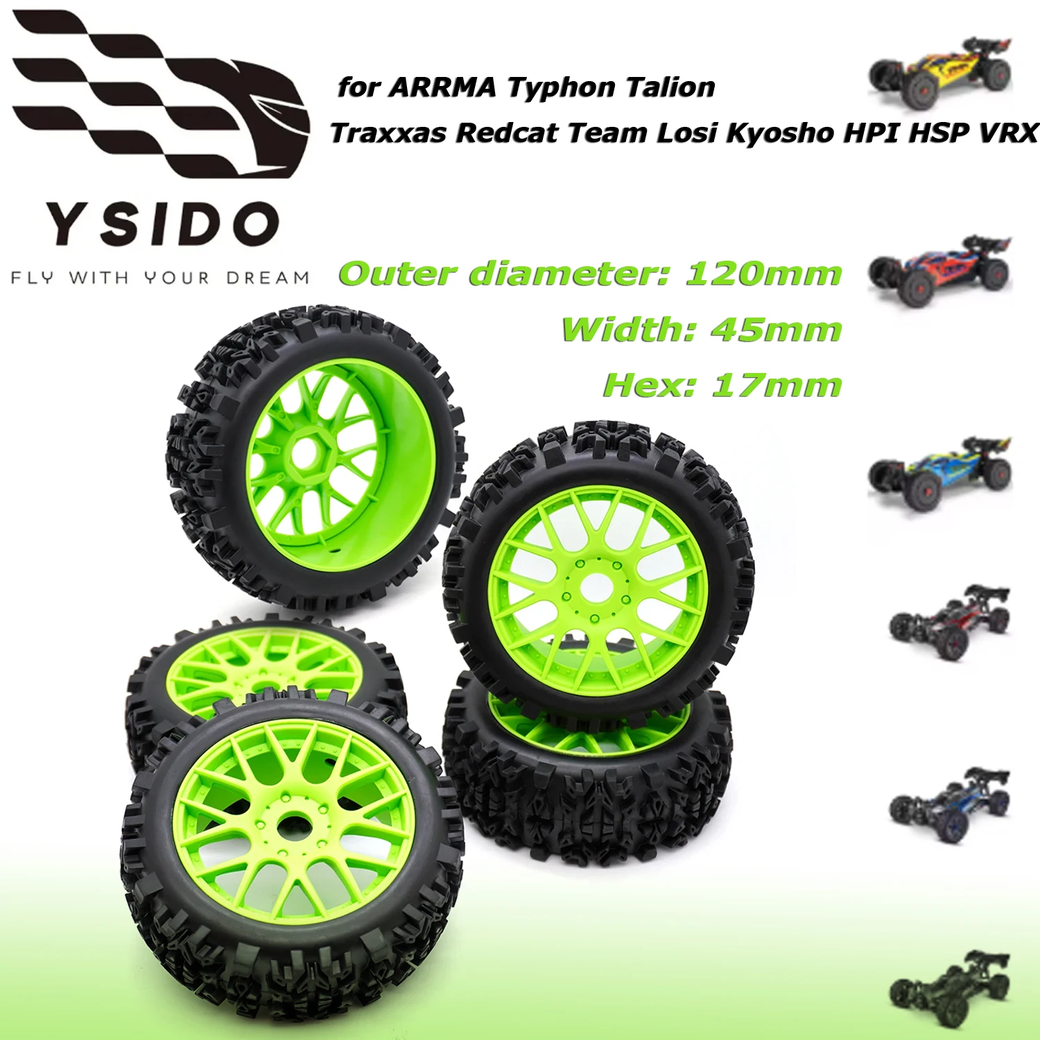 120 мм 4 шт. RC внедорожные багги, колеса, резиновые шины для 1/8 ARRMA Typhon Traxxas Redcat Kyosho HPI HSP, детали для обновления радиоуправляемого автомобиля 
120 мм 4 шт. RC внедорожные багги, колеса, резиновые шины для 1/8 ARRMA Typhon Traxxas Redcat Kyosho HPI HSP, детали для обновления радиоуправляемого автомобиля