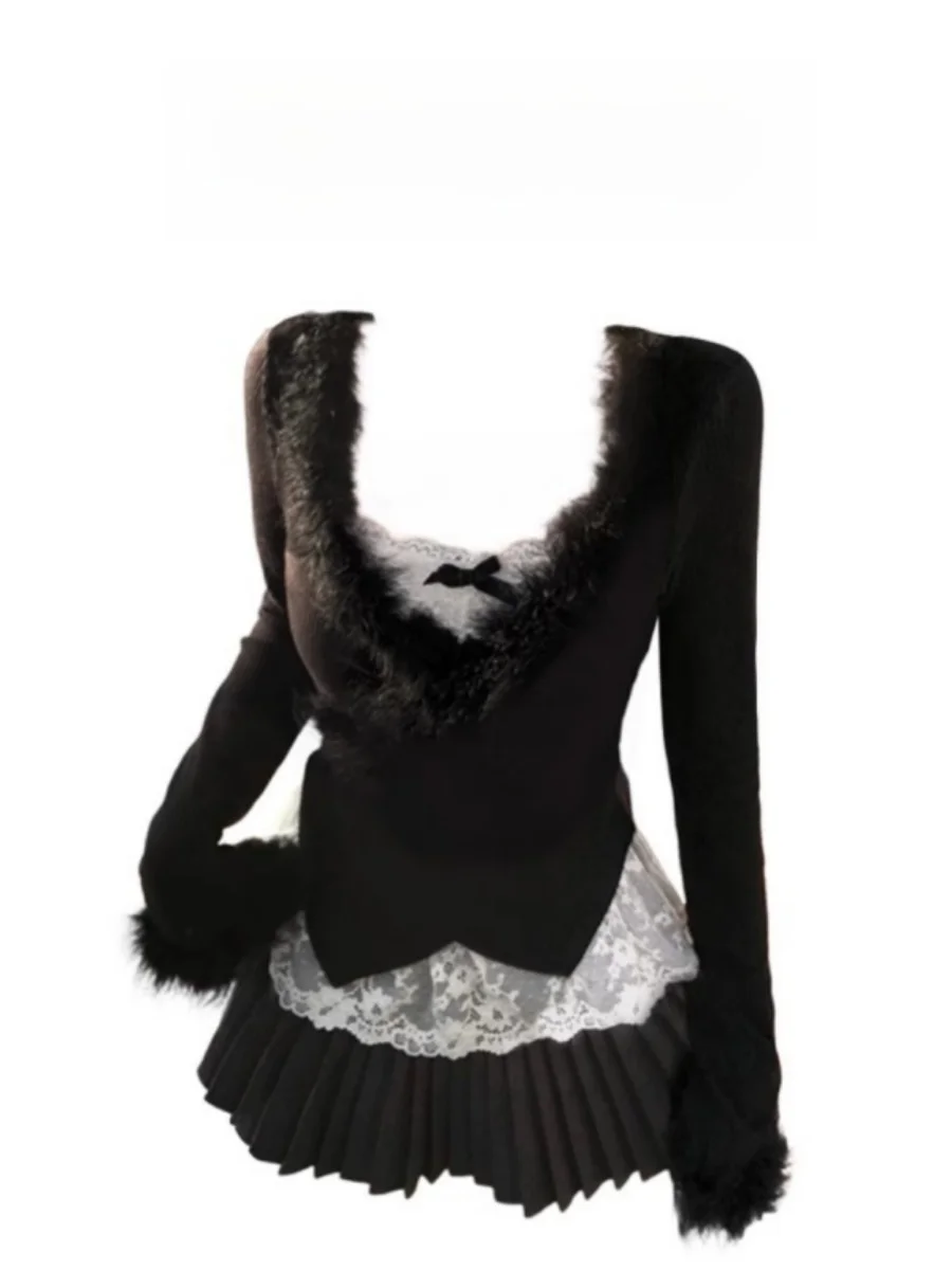 Ms XIDU Sweet And Spicy Lace Underwear Set Women's Autumn Winter Knitted Top with Pleated Skirt Three Piece Set V Neck Long S...
Ms XIDU Sweet And Spicy Lace Underwear Set Women's Autumn Winter Knitted Top with Pleated Skirt Three Piece Set V Neck Long S...
