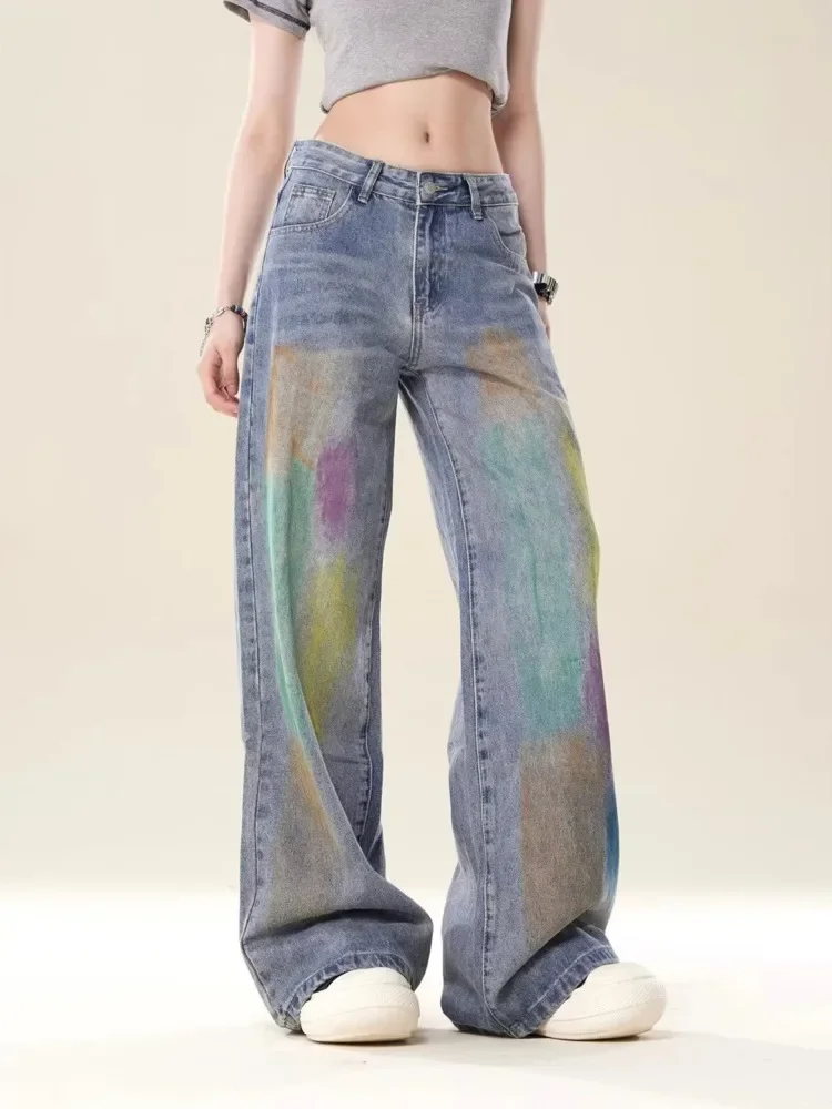 Summer New Art Painting Dyed Colorful Retro Straight Pants Casual Loose Versatile Versatile Slim Wide Leg Women's Jeans
Summer New Art Painting Dyed Colorful Retro Straight Pants Casual Loose Versatile Versatile Slim Wide Leg Women's Jeans