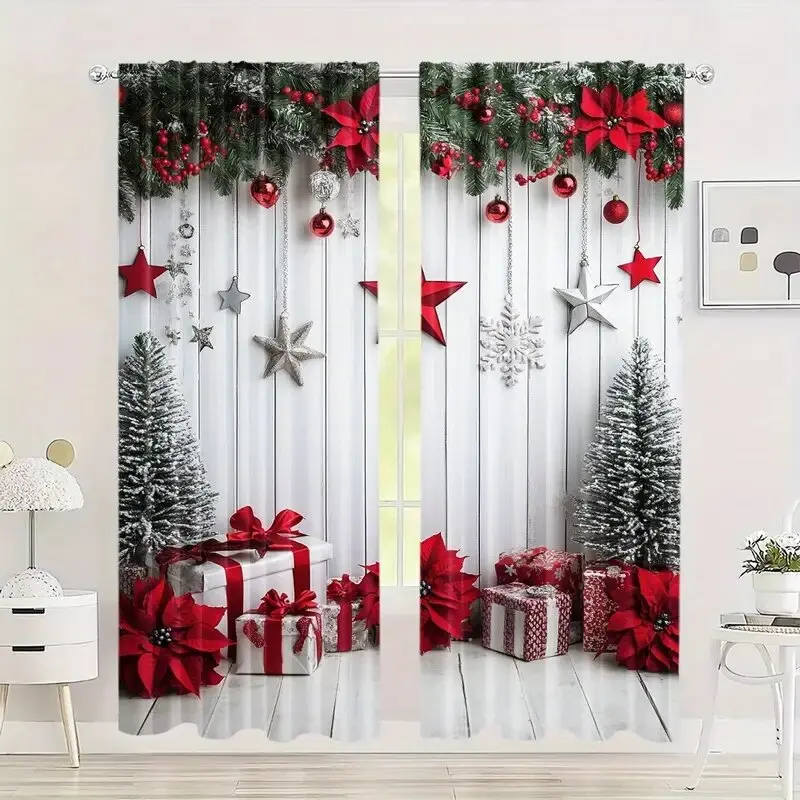 Christmas tree and star-patterned printed curtains, Christmas decorations, home decorations, room decorations
Christmas tree and star-patterned printed curtains, Christmas decorations, home decorations, room decorations