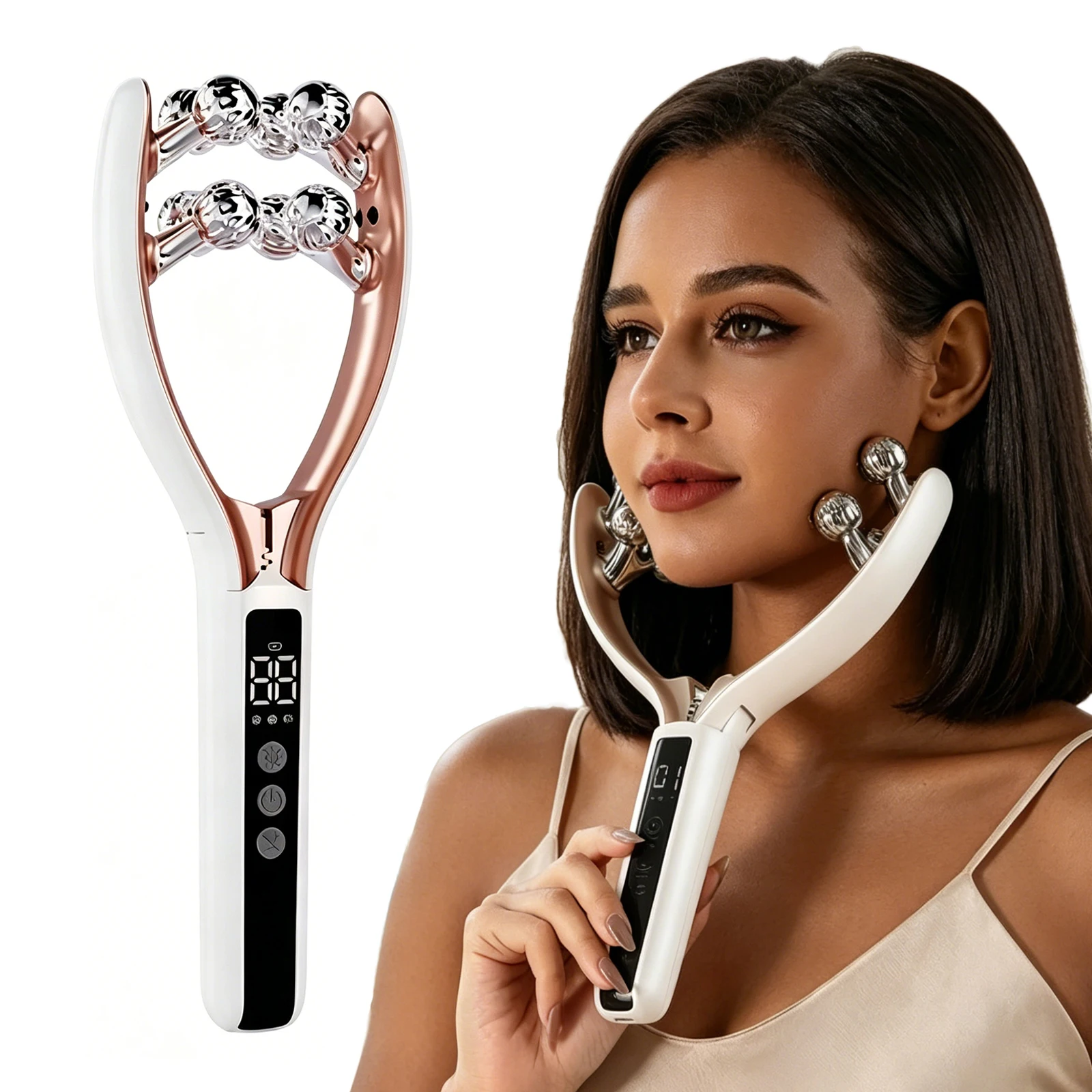 NEW RF EMS Micro Current Roller Face Slimming Artifact V Face Beauty Firming Lifting Face Facial Massage Instrument
NEW RF EMS Micro Current Roller Face Slimming Artifact V Face Beauty Firming Lifting Face Facial Massage Instrument