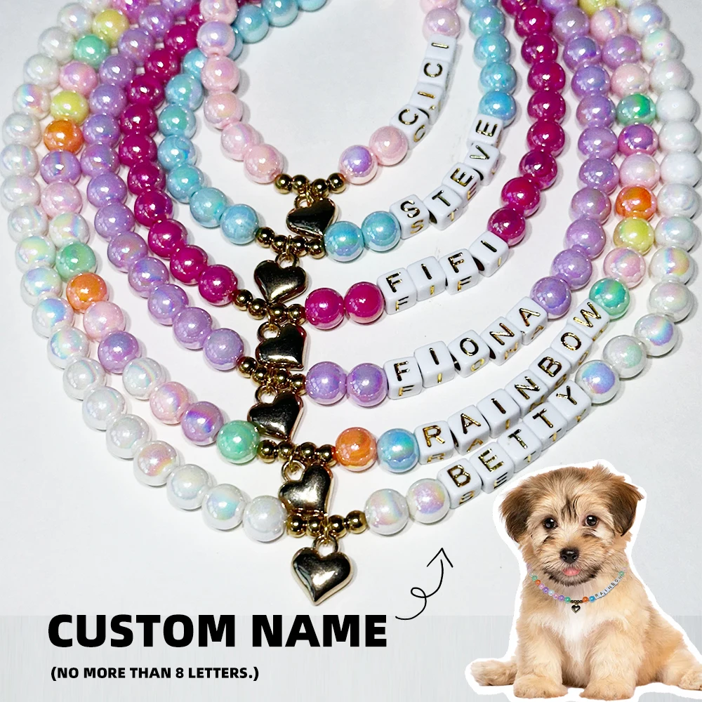 Personalized Dog Cat Beaded Collar Elegant Necklace Jewelry Love Heart Pendent for Puppy Kitten Custom DIY Pet Name Letters
Personalized Dog Cat Beaded Collar Elegant Necklace Jewelry Love Heart Pendent for Puppy Kitten Custom DIY Pet Name Letters
