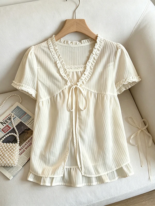 plus Size Loose Fit Short Sleeve Shirt Korean Style Commute Fashion Tie Design Fake Two-Piece Slimming Trendy Top for Women
plus Size Loose Fit Short Sleeve Shirt Korean Style Commute Fashion Tie Design Fake Two-Piece Slimming Trendy Top for Women