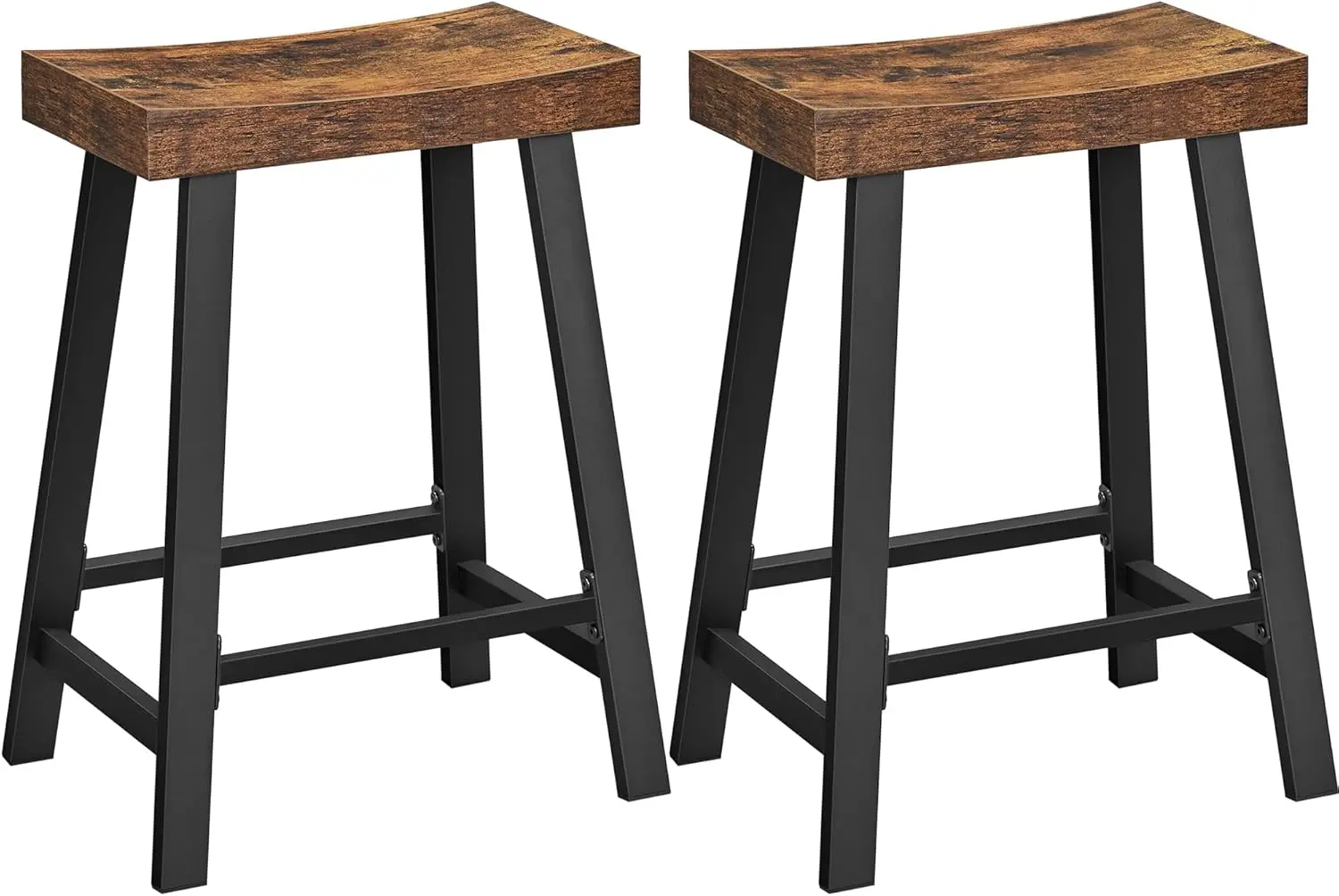 Set of 2 Industrial Bar Stools with Footrest, Rustic Brown and Black, 23.6 Inches High for Kitchen or Living Room
Set of 2 Industrial Bar Stools with Footrest, Rustic Brown and Black, 23.6 Inches High for Kitchen or Living Room