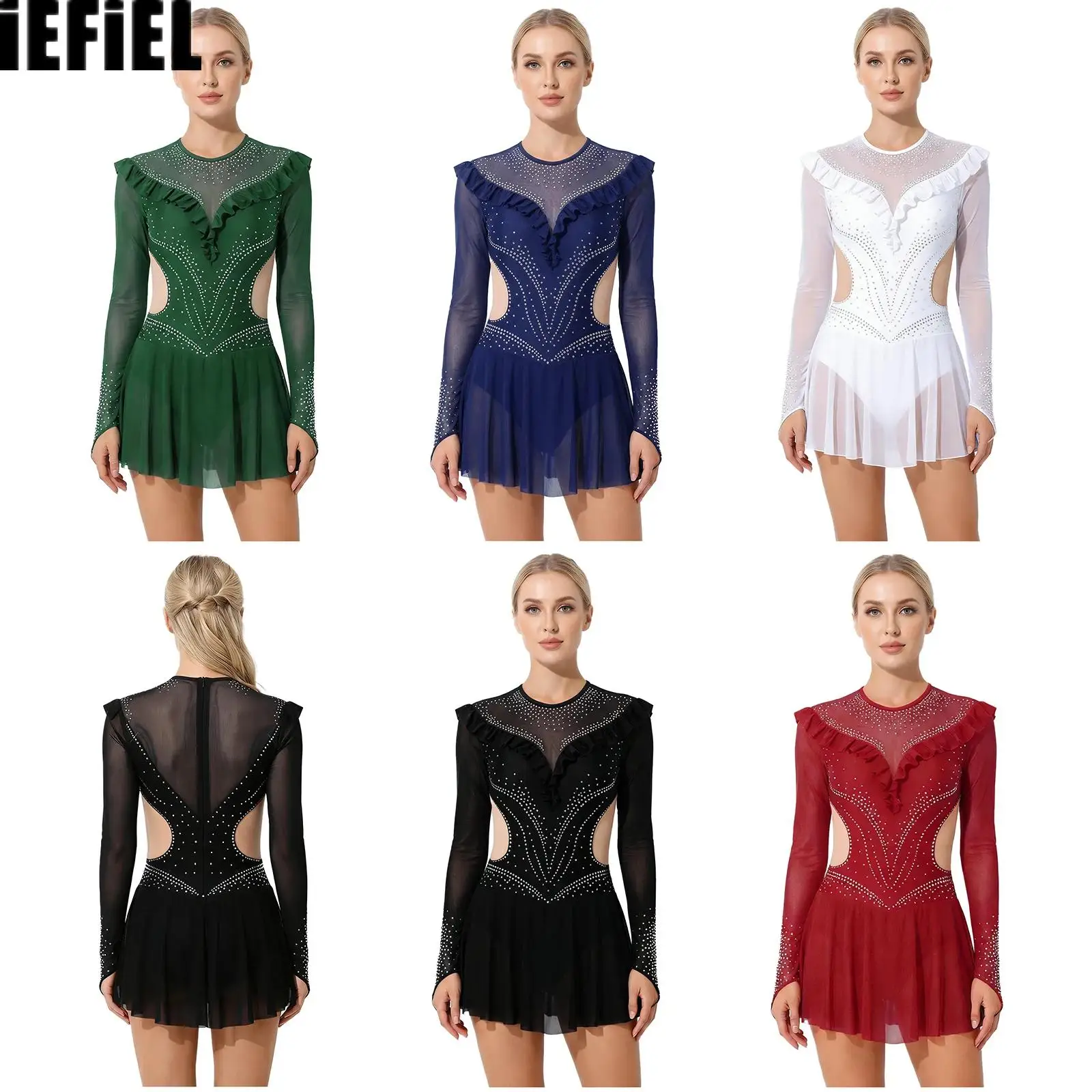 Womens Mesh Figure Skating Latin Dress Rhinestone Ruffled Trims Leotard with Mesh Skirt One Piece Jumpsuit for Gymnastics Dance
Womens Mesh Figure Skating Latin Dress Rhinestone Ruffled Trims Leotard with Mesh Skirt One Piece Jumpsuit for Gymnastics Dance