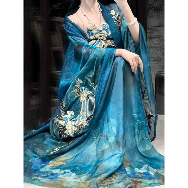 Women's Tang Dynasty Style Hanfu Dress -Traditional Chinese Embroidered Blue Hanfu Suits Cosplay Costume Gothic Fairy Costume
Women's Tang Dynasty Style Hanfu Dress -Traditional Chinese Embroidered Blue Hanfu Suits Cosplay Costume Gothic Fairy Costume