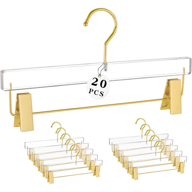 Acrylic Hangers,20 Pack Clear Hangers with Gold Hooks,Luxurious Skirt Pants Hangers Gold Clips for Clothing Closet Storage
Acrylic Hangers,20 Pack Clear Hangers with Gold Hooks,Luxurious Skirt Pants Hangers Gold Clips for Clothing Closet Storage