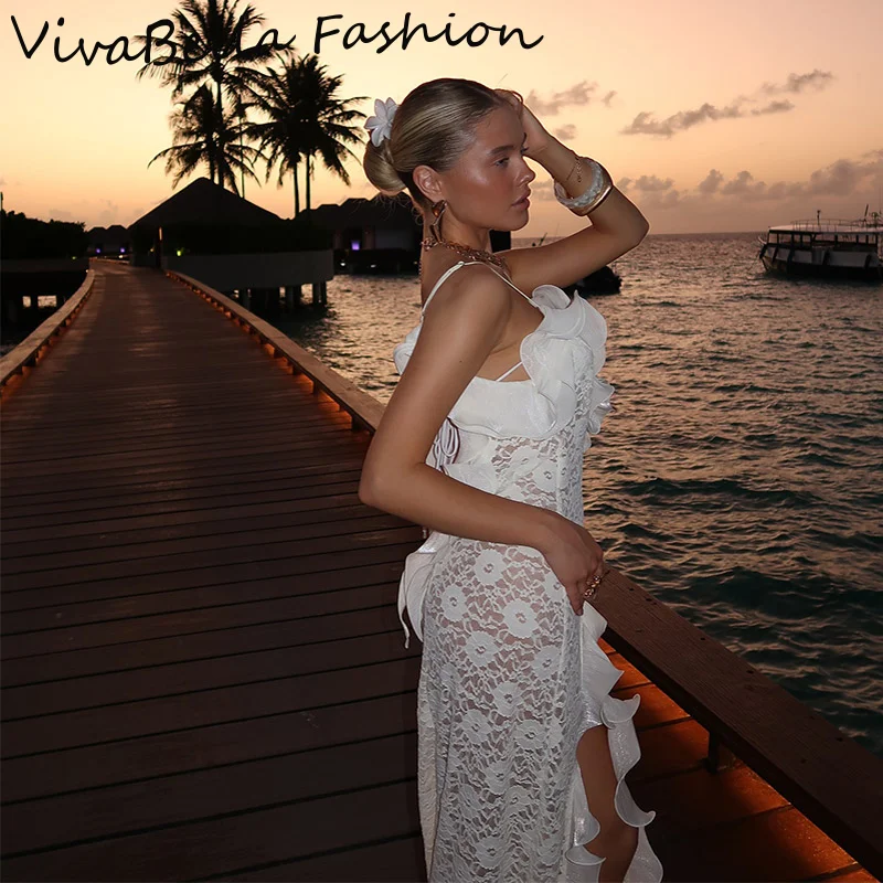 Sexy See Through Lace Maxi Dress Spaghetti Strap V-neck High Slit Robes 2025 Summer Skinny Elegant Party Dresses Beachwears
Sexy See Through Lace Maxi Dress Spaghetti Strap V-neck High Slit Robes 2025 Summer Skinny Elegant Party Dresses Beachwears