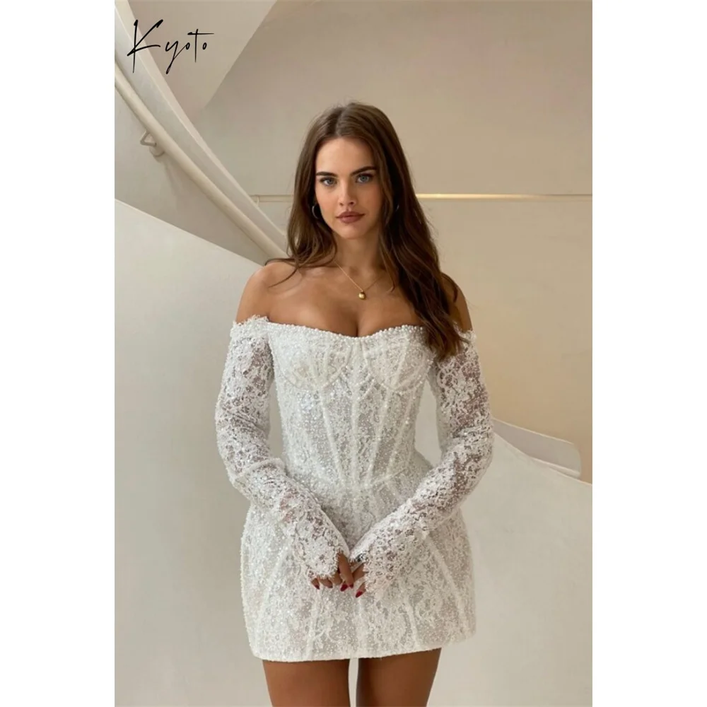 Kyoto Customized White Off the Shoulder Wedding Dress Detachable Sleeves Lace vestidos de noiva Sexy Mini Evening Dress 2026
Kyoto Customized White Off the Shoulder Wedding Dress Detachable Sleeves Lace vestidos de noiva Sexy Mini Evening Dress 2026